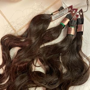 THE HAIR SHOP 707 Exclusive I-Tip 4 x 20g bundles 2- darkest brown natural wave